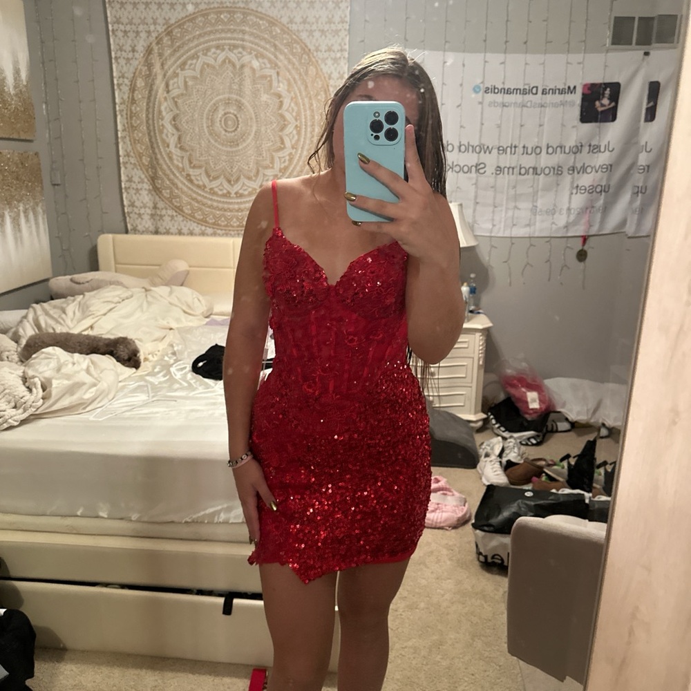 Dazzling Red Sequin Mini Dress